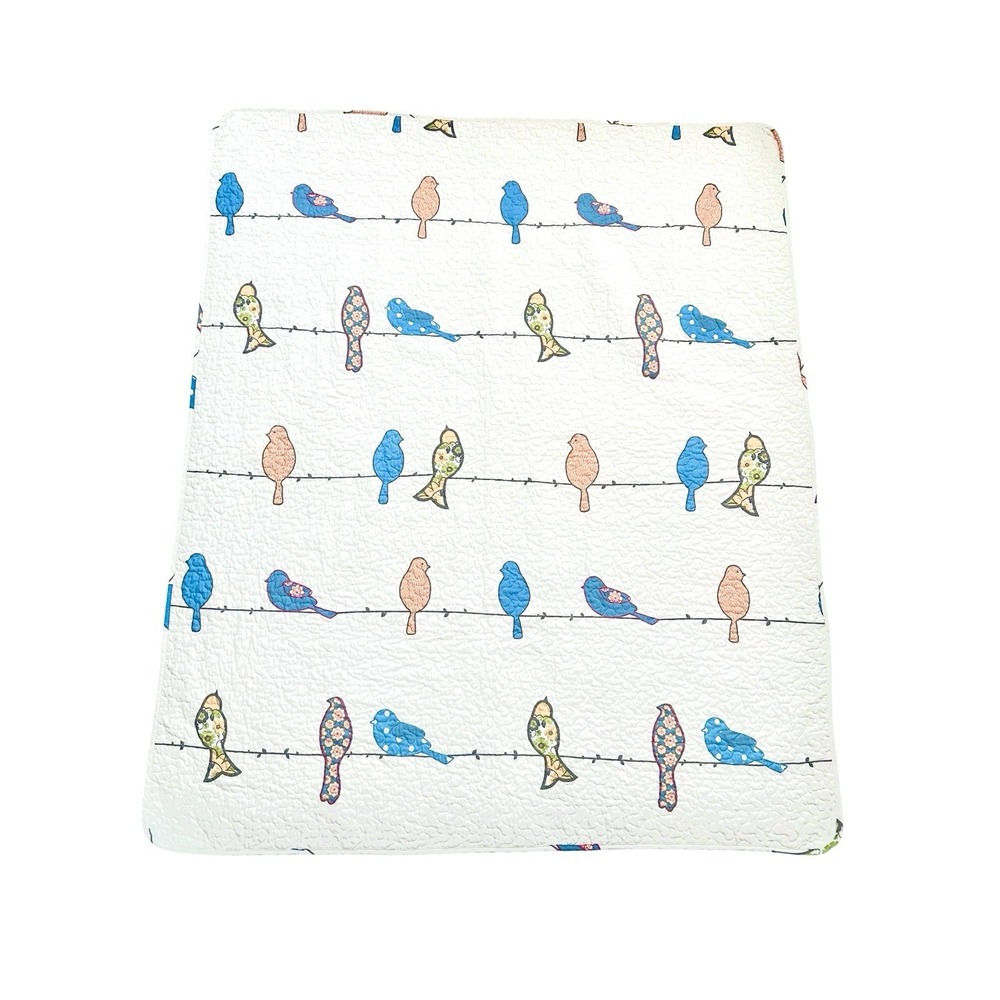Lush Decor Rowley Birds Throw Blanket Quilted Reversible 48" W x 58" L Cottage